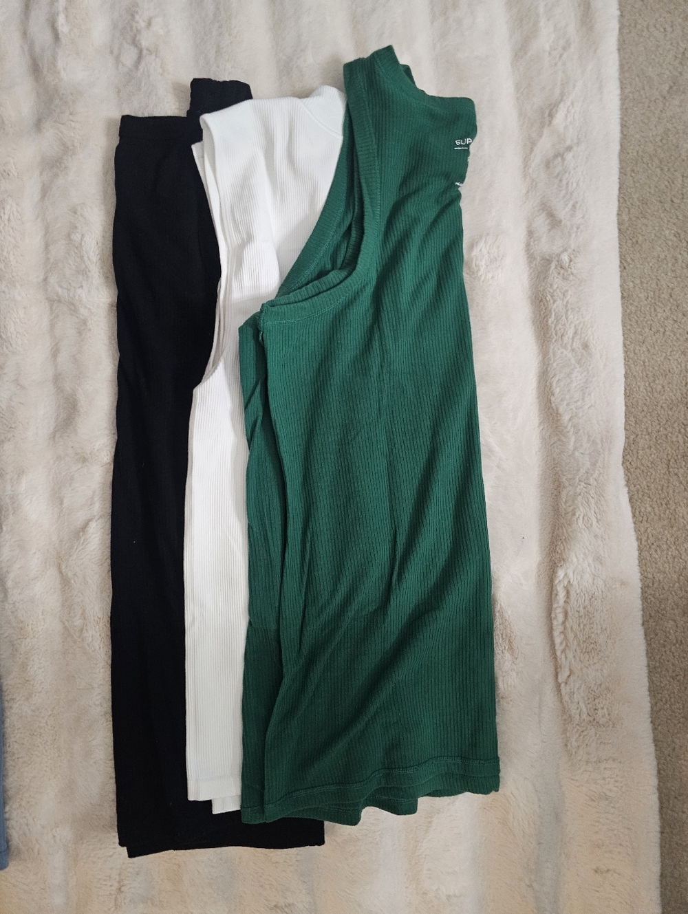 Ribbed Tank Top - Green, White, Black